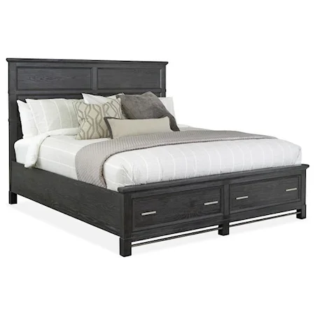 King Panel Bed with Storage Footboard